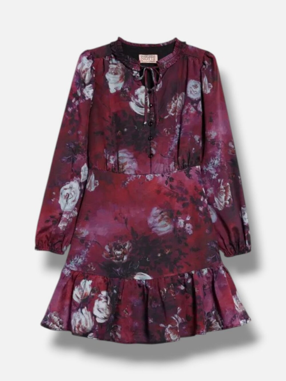 Marchesa Notte Mini Girls' Purple Long-Sleeve Floral-Print Dress Size 8
